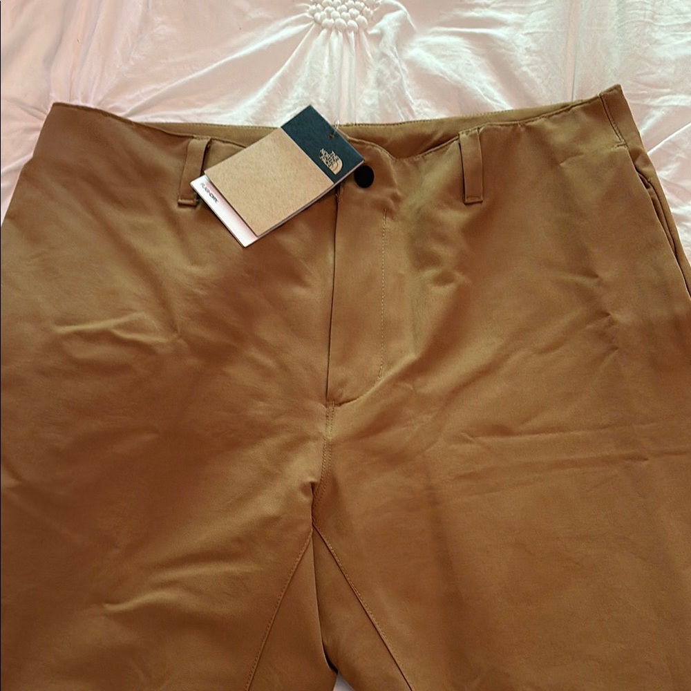 NWT NORTH FACE DARK TAN SPRAG 5 PKT SLIM TWILL BEIGE pants (TAG) Mens 34 LONG.